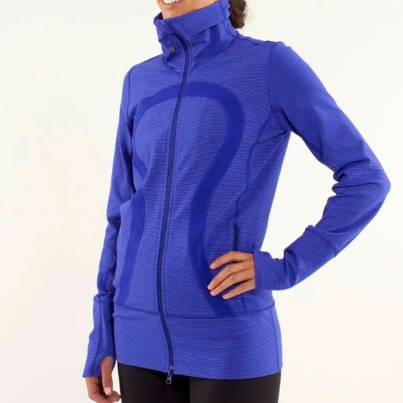 Lululemon In Stride Jacket Tonka Stripe Pigment Blue Size 4 - Picture 1 of 7